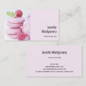 Roze frambozen macarons Frans gebak Visitekaartje (Voorkant / Achterkant)