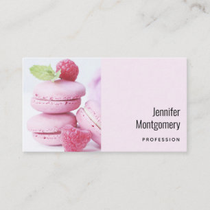 Roze frambozen macarons Frans gebak Visitekaartje