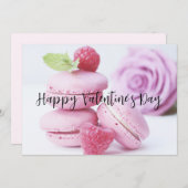 Roze frambozen macarons Valentijnsdag Feestdagenkaart (Voorkant / Achterkant)