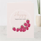 Roze frambozen waterverf gelukige valentijnsdag kaart (Voorkant)