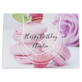 Roze frambozenmacarons Franse gebaksverjaardag Groot Cadeauzakje (Voorkant)