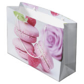 Roze frambozenmacarons Franse gebaksverjaardag Groot Cadeauzakje (Achterkant Gekanteld)
