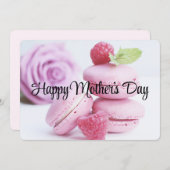 Roze frambozenmacarons Moederdag Feestdagenkaart (Voorkant / Achterkant)