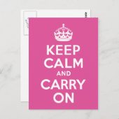 Roze frambozenroze kalk houden en doorgaan briefkaart (Voorkant / Achterkant)