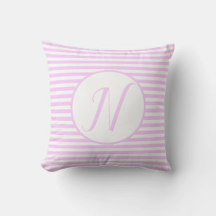Roze frame monogram letter strepen kussen