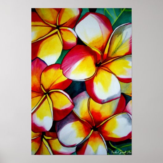 Roze Frangipani art poster van Sacha Grossel Art (Voorkant)