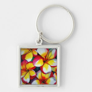 Roze Frangipani-bloem door Sacha Grossel Art Sleutelhanger