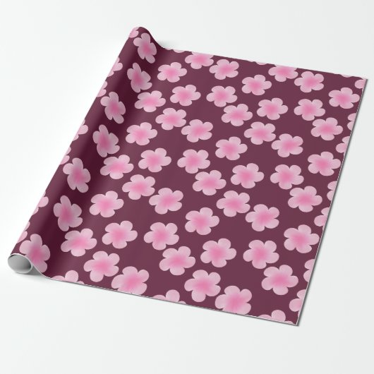Roze Frangipani Bloem Naadloos Patroon Cadeaupapier (Uitgerold)