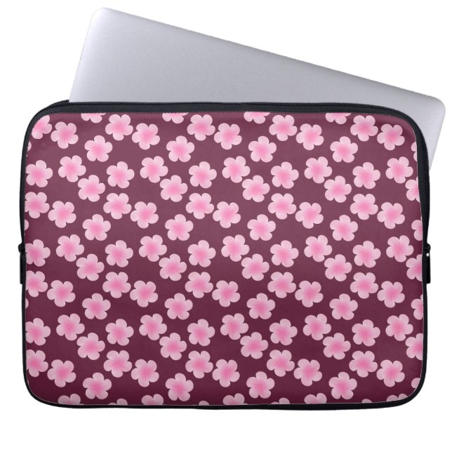 Roze Frangipani Bloem Naadloos Patroon Laptop Sleeve (Voorkant)