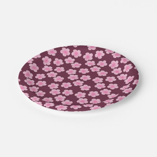 Roze Frangipani Bloem Naadloos Patroon Papieren Bordje (Gekanteld)