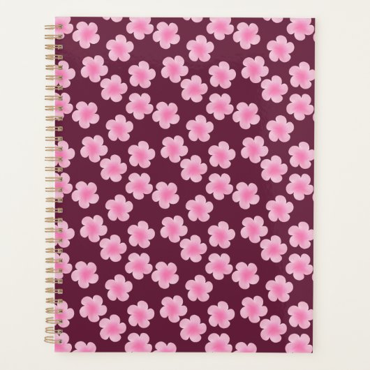 Roze Frangipani Bloem Naadloos Patroon Planner (Voorkant)