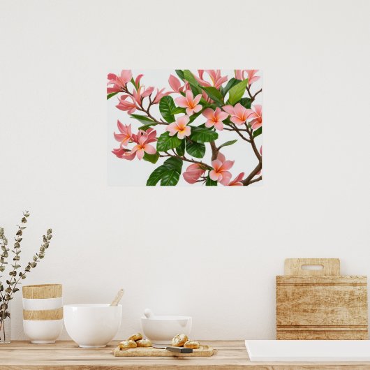 Roze Frangipani Bloem Poster (Keuken)