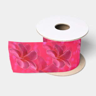 Roze Frangipani Blush Pattern Satijnen Lint