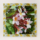 Roze Frangipani-boom met gele Frangipani-rand, Legpuzzel (Horizontaal)