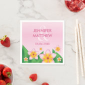 Roze Frangipani en groene bladeren Tropische bruil Servet (Insitu)