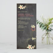 Roze Frangipani Flower Chalkboard Wedding Invite Kaart (Staand voorkant)