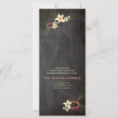 Roze Frangipani Flower Chalkboard Wedding Invite Kaart (Achterkant)