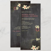 Roze Frangipani Flower Chalkboard Wedding Invite Kaart (Voorkant / Achterkant)