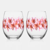 Roze Frangipani Flowers Hawaïaanse Drink Wijnglas Zonder Voet (Achterkant)