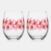 Roze Frangipani Flowers Hawaïaanse Drink Wijnglas Zonder Voet (Links)
