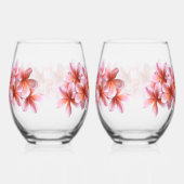 Roze Frangipani Flowers Hawaïaanse Drink Wijnglas Zonder Voet (Rechts)