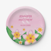 Roze Frangipani Flowers Tropisch huwelijk Papieren Bordje (Voorkant)