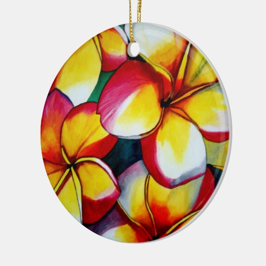 Roze Frangipani Keramisch Ornament (Links)
