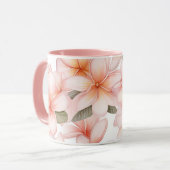 Roze Frangipani Keramische Combo Mok (Voorkant links)