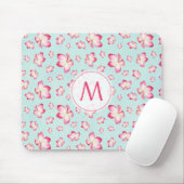 Roze Frangipani Monogram Aqua Muismat (Met muis)