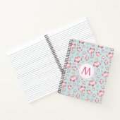 Roze Frangipani Monogram Aqua Notitieboek (Binnen)