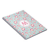 Roze Frangipani Monogram Aqua Notitieboek (Rechterzijde)