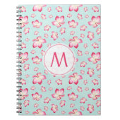 Roze Frangipani Monogram Aqua Notitieboek (Voorkant)