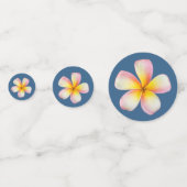 Roze Frangipani Plumeria Flowers & Heart op Blue Confetti (Voorkanten)
