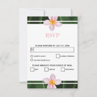 Roze Frangipani Plumeria Huwelijks RSVP Kaarten