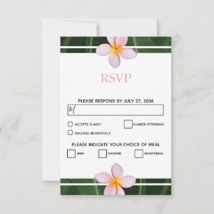 Roze Frangipani Plumeria Huwelijks RSVP Kaarten Kaartje