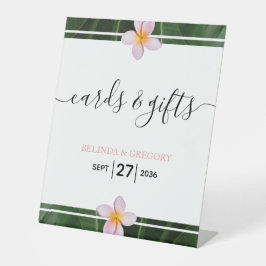 Roze Frangipani Plumeria Wedding Cards & Gifts Reclamebord Met Voetstuk