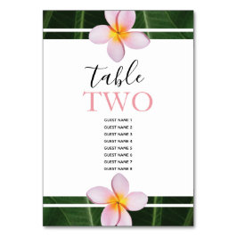 Roze Frangipani Plumeria Wedding Guest Names Kaart