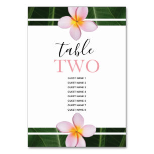 Roze Frangipani Plumeria Wedding Guest Names Kaart