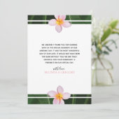 Roze Frangipani Plumeria Wedding Hartelijk dank Bedankkaart (Staand voorkant)