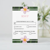 Roze Frangipani Plumeria Wedding RSVP Kaarten (Staand voorkant)