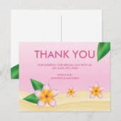Roze Frangipani Tropische bruiloft Dank je Briefkaart (Voorkant / Achterkant)
