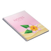 Roze Frangipani-ventilator met titel Notitieboek (Rechterzijde)