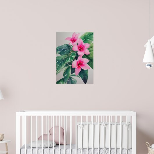 Roze Frangipani Waterverf Bloem Poster (Kinderkamer 2)