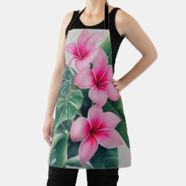 Roze Frangipani Waterverf Bloem Schort