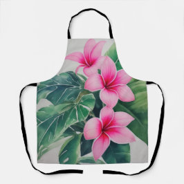 Roze Frangipani Waterverf Bloem Schort