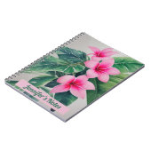 Roze Frangipani Waterverf gepersonaliseerd Notitie Notitieboek (Linkerzijde)