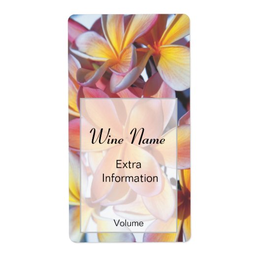 Roze Frangipani Wijnlabel Etiket (Voorkant)