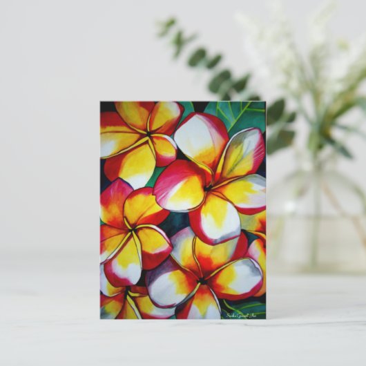 Roze Frangipanis briefkaart van Sacha Grossel Art (Staand voorkant)