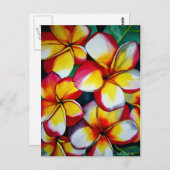 Roze Frangipanis briefkaart van Sacha Grossel Art (Voorkant / Achterkant)