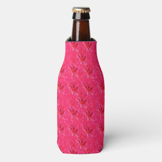 roze Frangipanis op roze, Flesjeskoeler (Fles Voorkant)